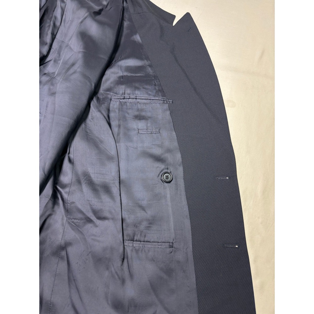 Hugo Boss Mens 46R Double Breasted Blazer Navy Blue Virgin Wool Celsius Omega - Picture 6 of 15